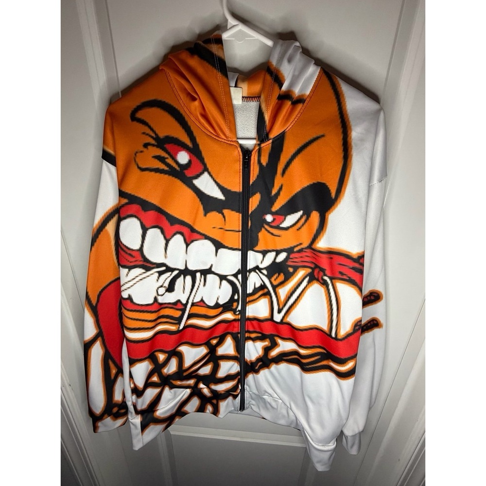 Basketball Biting Rim AOP Double Sided Full Zip Hoodie Sweatshirt Sz Men's Large